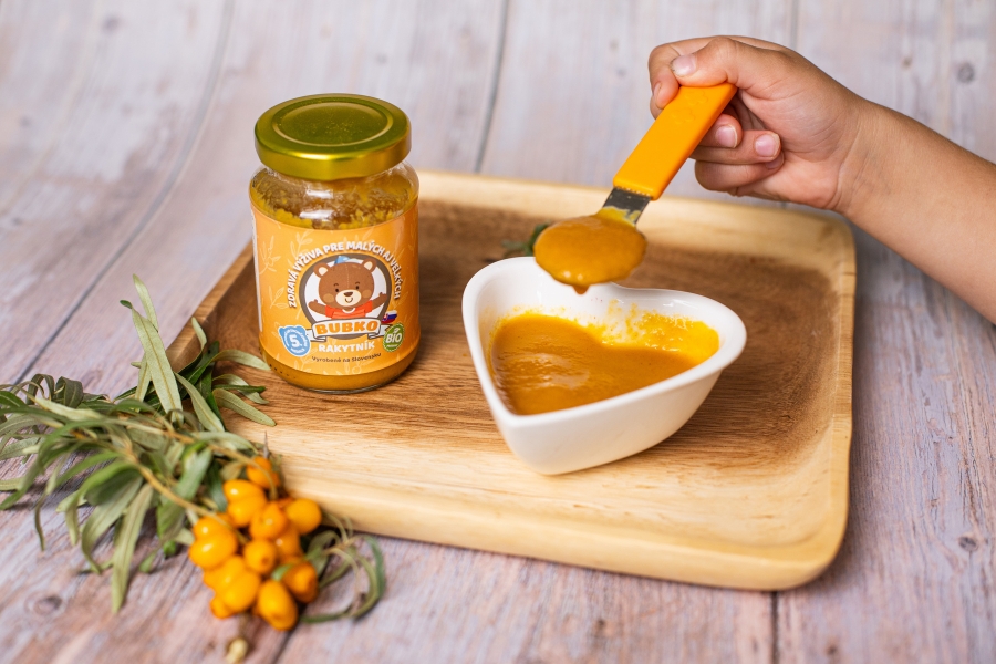 Bio ovocné pyré Bubko s rakytníkom